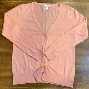 Forever 21 V-Neck Button Down Cardigan Sweater for Women Peach/Orange Large EUC